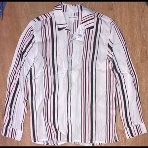 Striped short-sleeve collared shirt